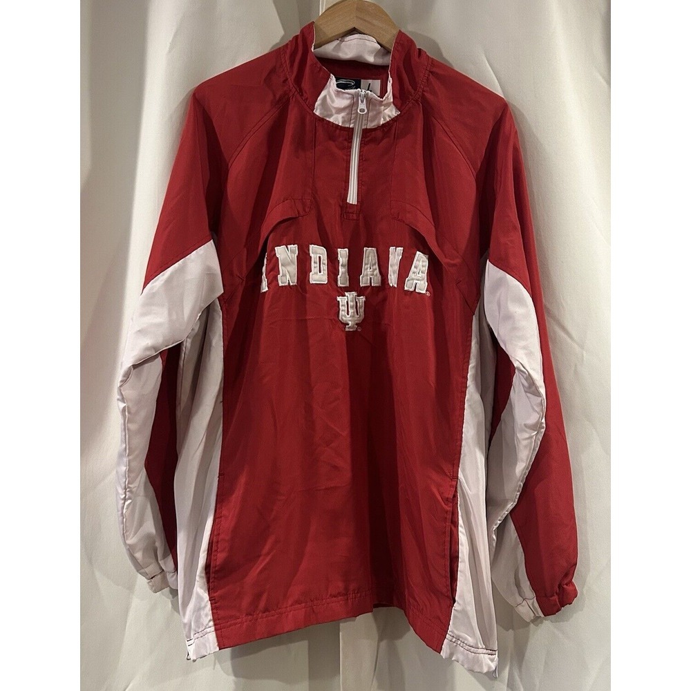 Indiana Hoosiers 1/4 Zip Pullover Red Long Sleeve Embroidered Size Large